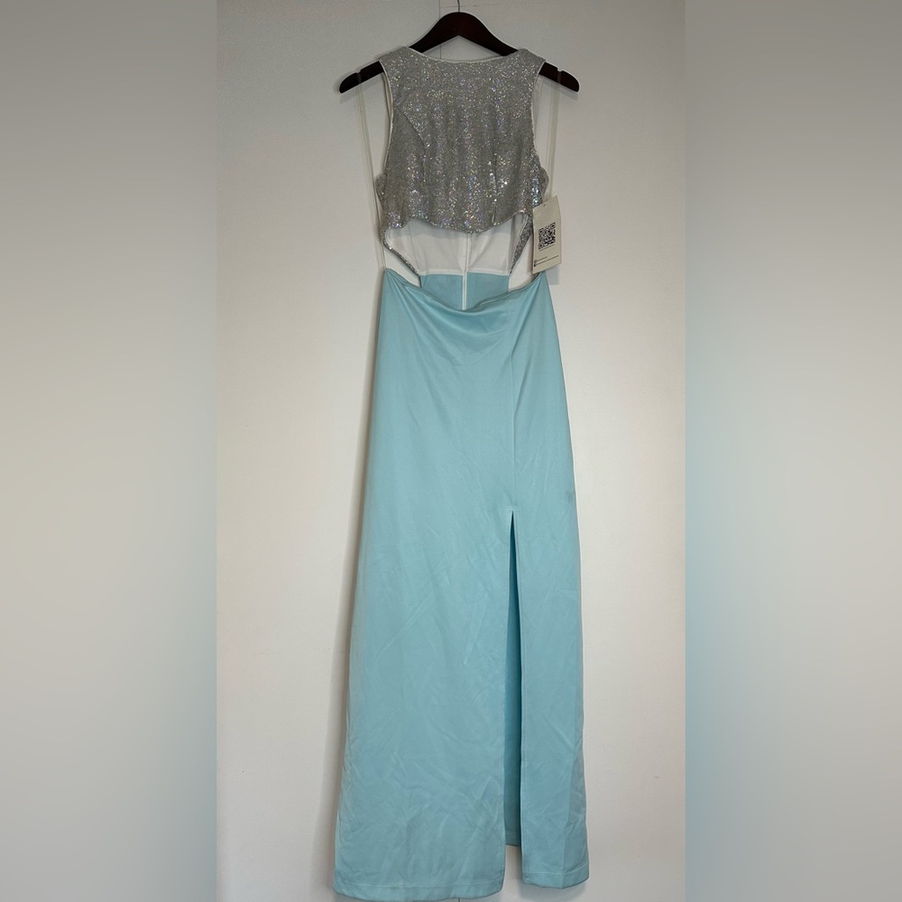 NWT Holographic Sequin Light Blue Cropped Top Dress